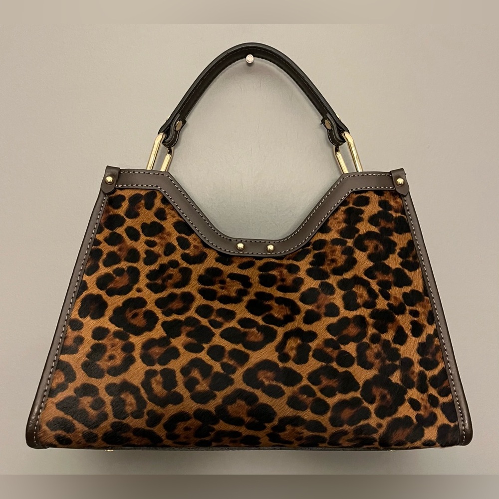 Cheval Firenze Leopard Print Italian Leather Crossbody/Shoulder Handbag